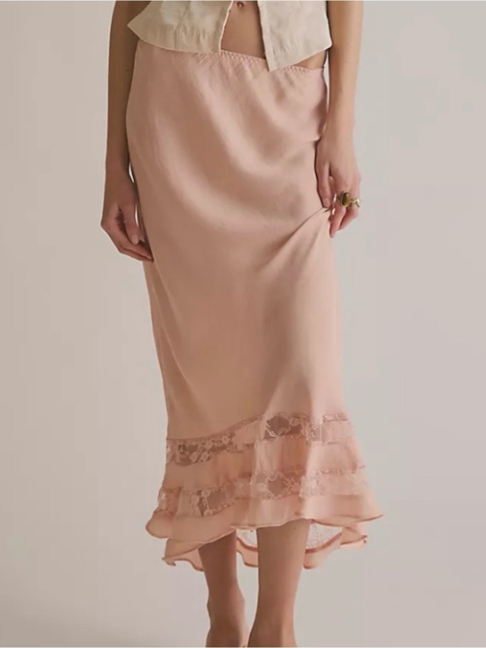 Free People Long Lost Lover Maxi Slip Skirt, Mauve Pink - Medium